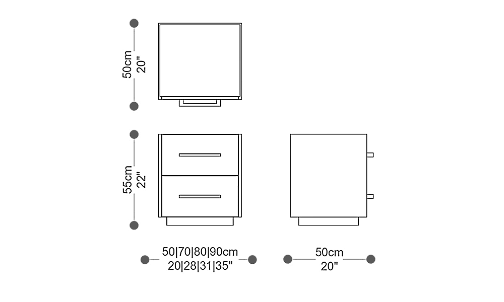 Image of the main dimensions of the product